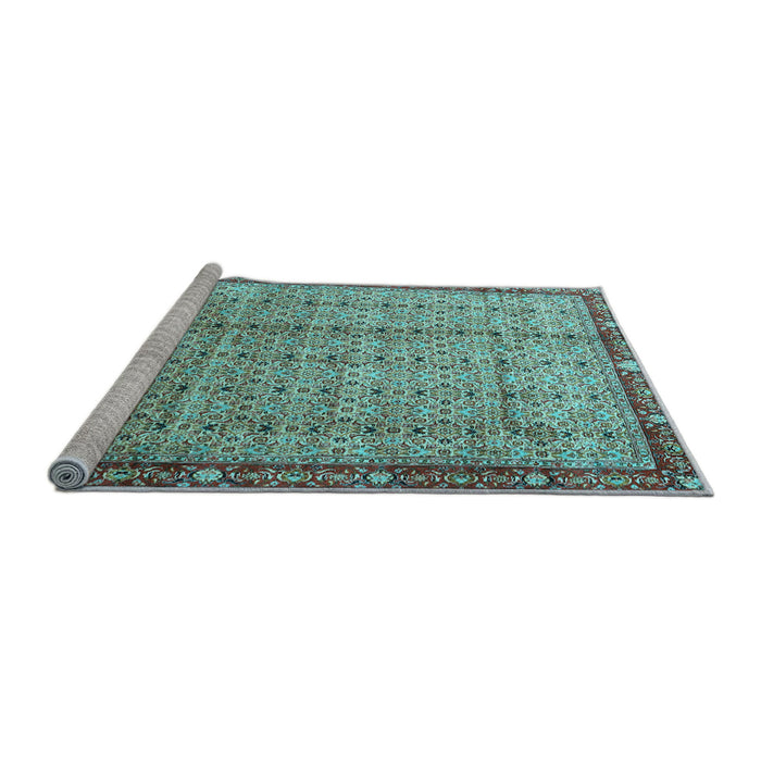 Sideview of Machine Washable Persian Light Blue Traditional Rug, wshtr3360lblu