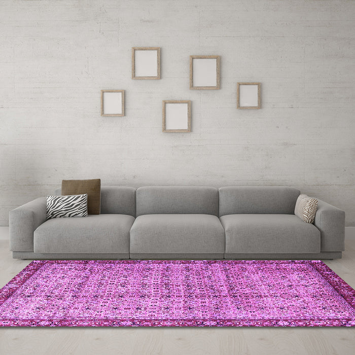Machine Washable Persian Purple Traditional Area Rugs in a Living Room, wshtr3360pur