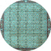 Round Machine Washable Persian Light Blue Traditional Rug, wshtr3360lblu