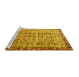 Sideview of Machine Washable Persian Yellow Traditional Rug, wshtr3360yw