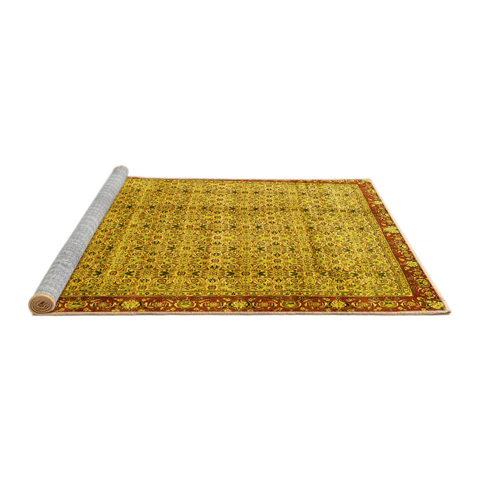 Sideview of Machine Washable Persian Yellow Traditional Rug, wshtr3360yw