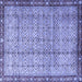 Square Machine Washable Persian Blue Traditional Rug, wshtr3360blu