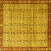 Square Machine Washable Persian Yellow Traditional Rug, wshtr3360yw