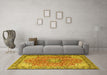 Machine Washable Persian Yellow Traditional Rug in a Living Room, wshtr3361yw