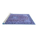 Sideview of Machine Washable Persian Blue Traditional Rug, wshtr3361blu