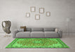 Machine Washable Persian Green Traditional Area Rugs in a Living Room,, wshtr3361grn