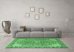 Machine Washable Persian Emerald Green Traditional Area Rugs in a Living Room,, wshtr3361emgrn