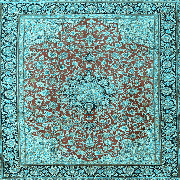 Square Machine Washable Persian Light Blue Traditional Rug, wshtr3361lblu