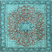 Square Machine Washable Persian Light Blue Traditional Rug, wshtr3361lblu