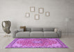 Machine Washable Persian Purple Traditional Area Rugs in a Living Room, wshtr3361pur