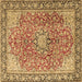 Square Machine Washable Persian Brown Traditional Rug, wshtr3361brn