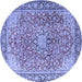 Round Machine Washable Persian Blue Traditional Rug, wshtr3361blu