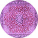 Round Machine Washable Persian Purple Traditional Area Rugs, wshtr3361pur