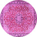 Round Machine Washable Persian Pink Traditional Rug, wshtr3361pnk