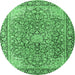 Round Persian Emerald Green Traditional Rug, tr3361emgrn