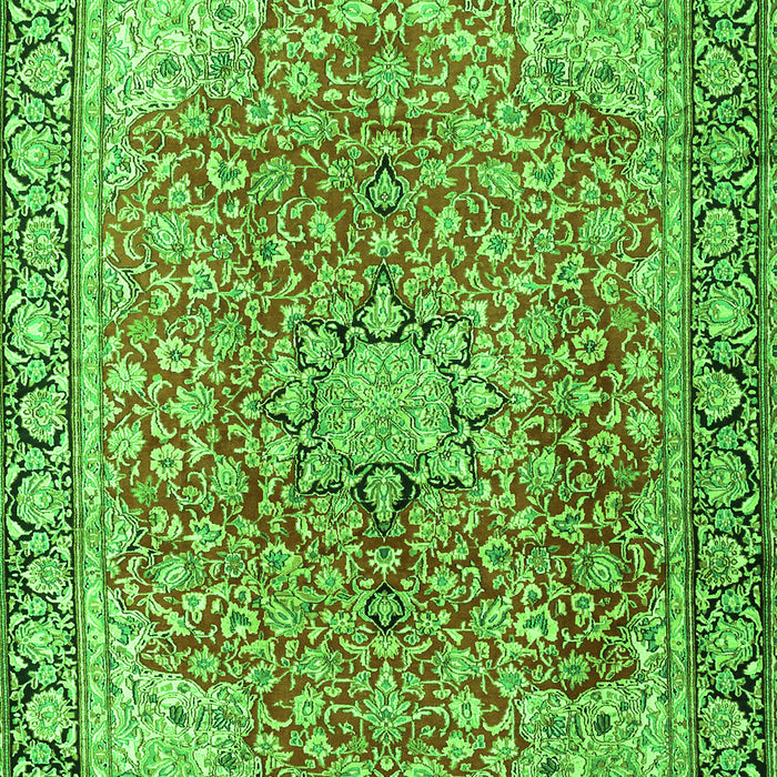Serging Thickness of Machine Washable Persian Green Traditional Area Rugs, wshtr3361grn