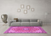 Machine Washable Persian Pink Traditional Rug in a Living Room, wshtr3361pnk