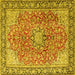 Square Machine Washable Persian Yellow Traditional Rug, wshtr3361yw