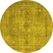 Round Persian Yellow Traditional Rug, tr3362yw