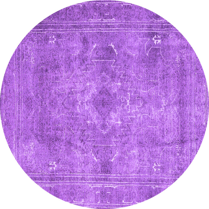 Round Machine Washable Persian Purple Traditional Area Rugs, wshtr3362pur