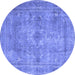 Round Persian Blue Traditional Rug, tr3362blu