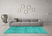 Machine Washable Persian Turquoise Traditional Area Rugs in a Living Room,, wshtr3362turq