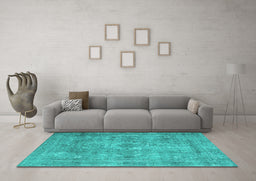 Machine Washable Persian Turquoise Traditional Area Rugs in a Living Room,, wshtr3362turq