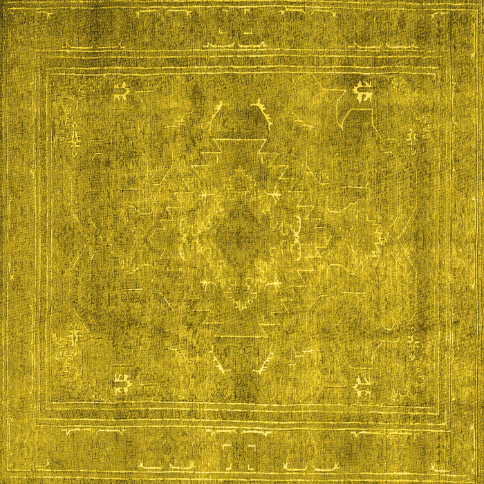 Square Machine Washable Persian Yellow Traditional Rug, wshtr3362yw