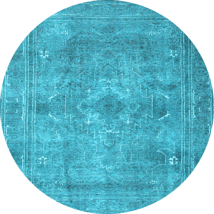 Round Machine Washable Persian Light Blue Traditional Rug, wshtr3362lblu