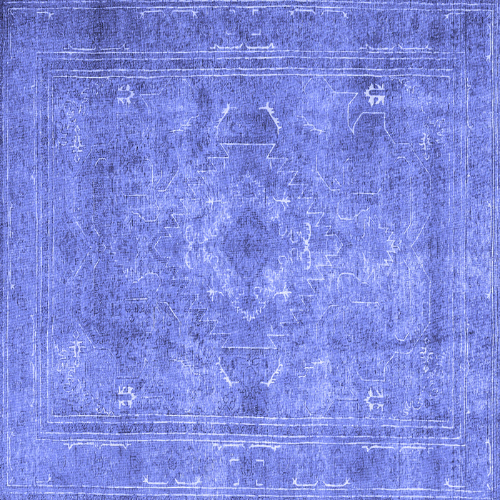 Square Machine Washable Persian Blue Traditional Rug, wshtr3362blu