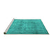 Sideview of Machine Washable Persian Turquoise Traditional Area Rugs, wshtr3362turq