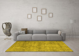 Machine Washable Persian Yellow Traditional Rug in a Living Room, wshtr3362yw