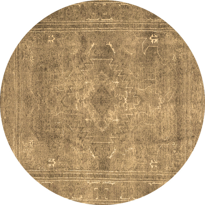 Round Persian Brown Traditional Rug, tr3362brn