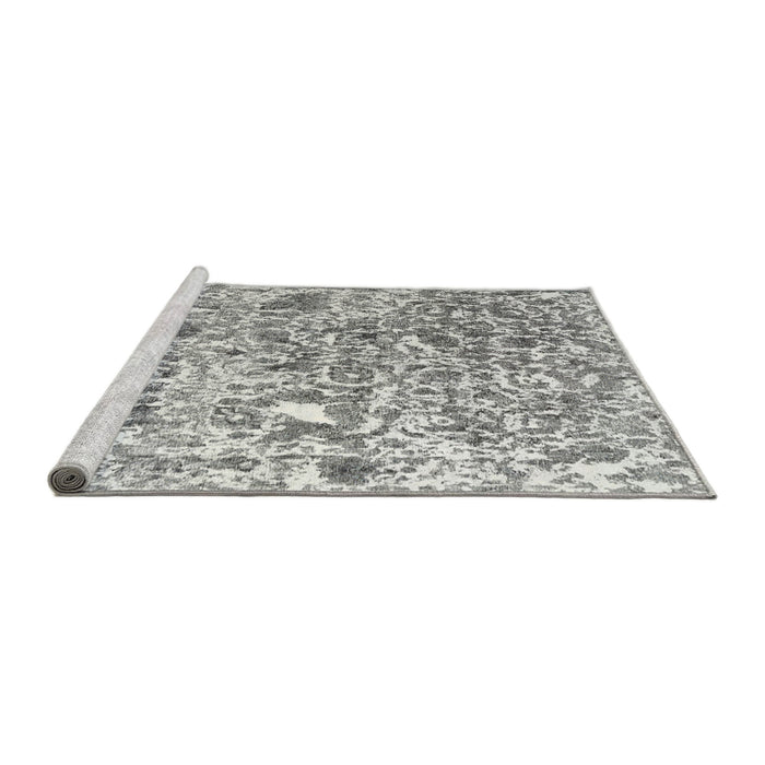 Sideview of Machine Washable Traditional Grey Gray Rug, wshtr3363