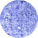 Round Persian Blue Traditional Rug, tr3363blu