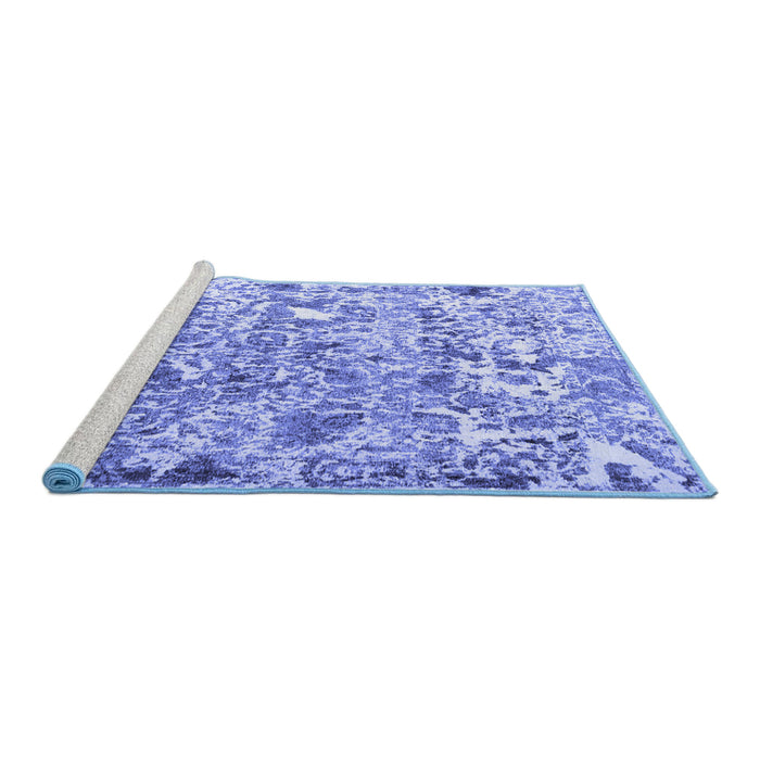 Sideview of Machine Washable Persian Blue Traditional Rug, wshtr3363blu