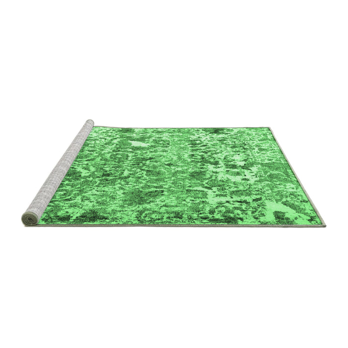 Sideview of Machine Washable Persian Emerald Green Traditional Area Rugs, wshtr3363emgrn