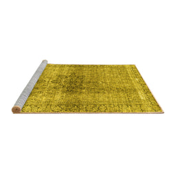 Sideview of Machine Washable Persian Yellow Traditional Rug, wshtr3364yw