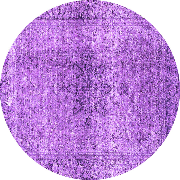 Round Machine Washable Persian Purple Traditional Area Rugs, wshtr3364pur