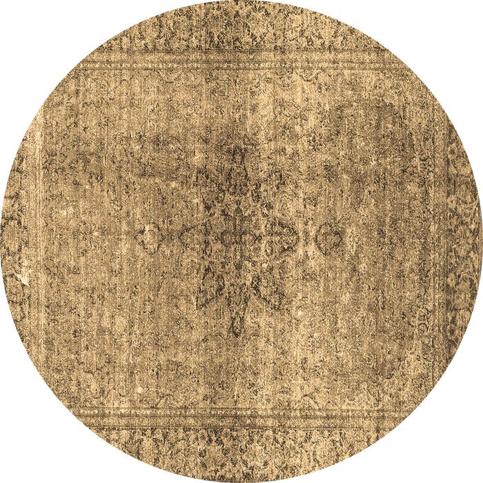 Round Machine Washable Persian Brown Traditional Rug, wshtr3364brn