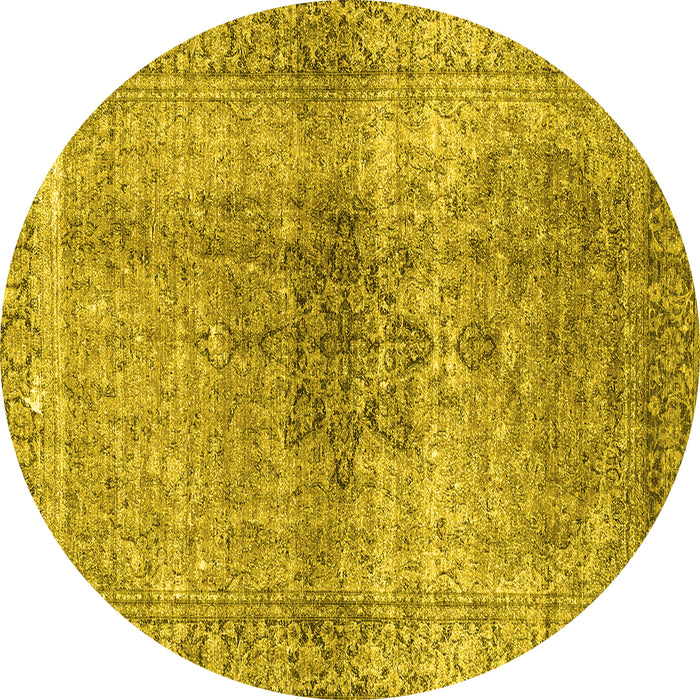 Round Persian Yellow Traditional Rug, tr3364yw