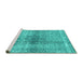 Sideview of Machine Washable Persian Turquoise Traditional Area Rugs, wshtr3364turq