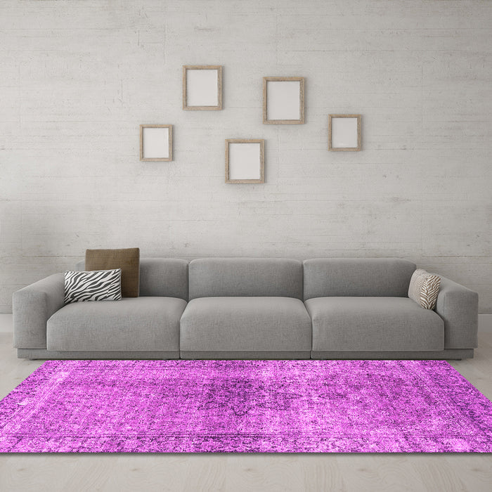 Machine Washable Persian Pink Traditional Rug in a Living Room, wshtr3364pnk