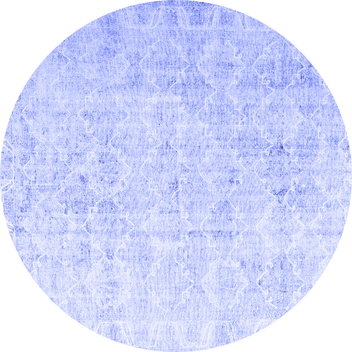 Round Machine Washable Persian Blue Traditional Rug, wshtr3365blu