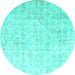 Round Persian Turquoise Traditional Rug, tr3365turq