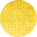 Round Machine Washable Persian Yellow Traditional Rug, wshtr3365yw