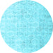 Round Persian Light Blue Traditional Rug, tr3365lblu