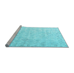 Sideview of Machine Washable Persian Light Blue Traditional Rug, wshtr3365lblu