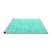 Sideview of Machine Washable Persian Turquoise Traditional Area Rugs, wshtr3365turq