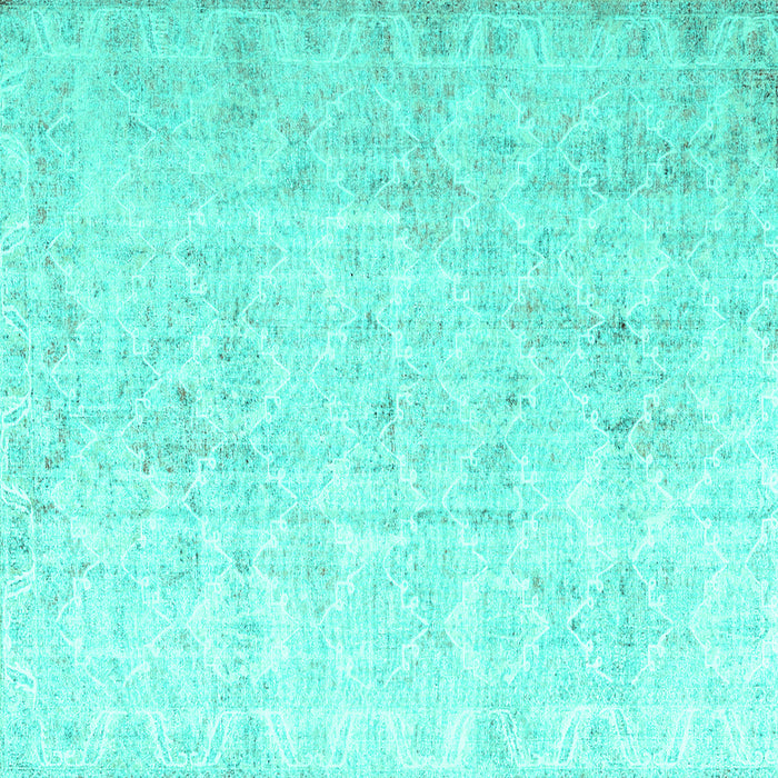 Square Machine Washable Persian Turquoise Traditional Area Rugs, wshtr3365turq